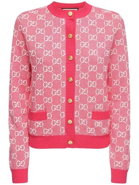 gucci jacquard sweater pink|GG cotton jacquard cardigan in pink .